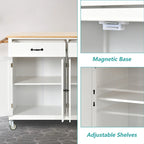 Kitchen Island Cart with Solid Wood Top