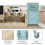 Kitchen Island Cart with Solid Wood Top