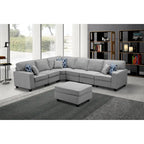7 Piece Modular L-Shape Sectional Sofa with Ottoman