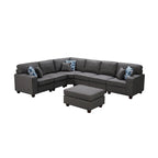 7 Piece Modular L-Shape Sectional Sofa with Ottoman