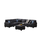 7 Piece Modular L-Shape Sectional Sofa with Ottoman