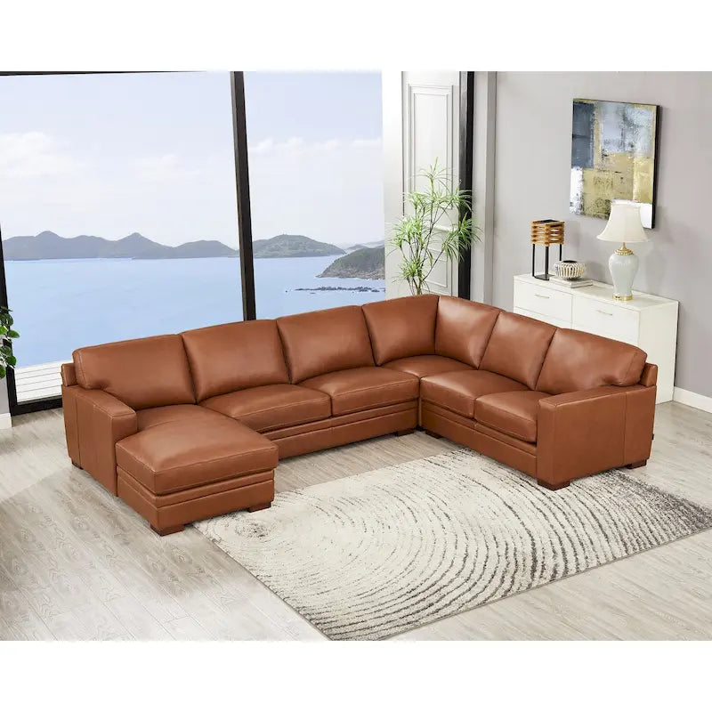 Hydeline Dillon Top Grain Leather Left-Facing Sectional Sofa with Chaise