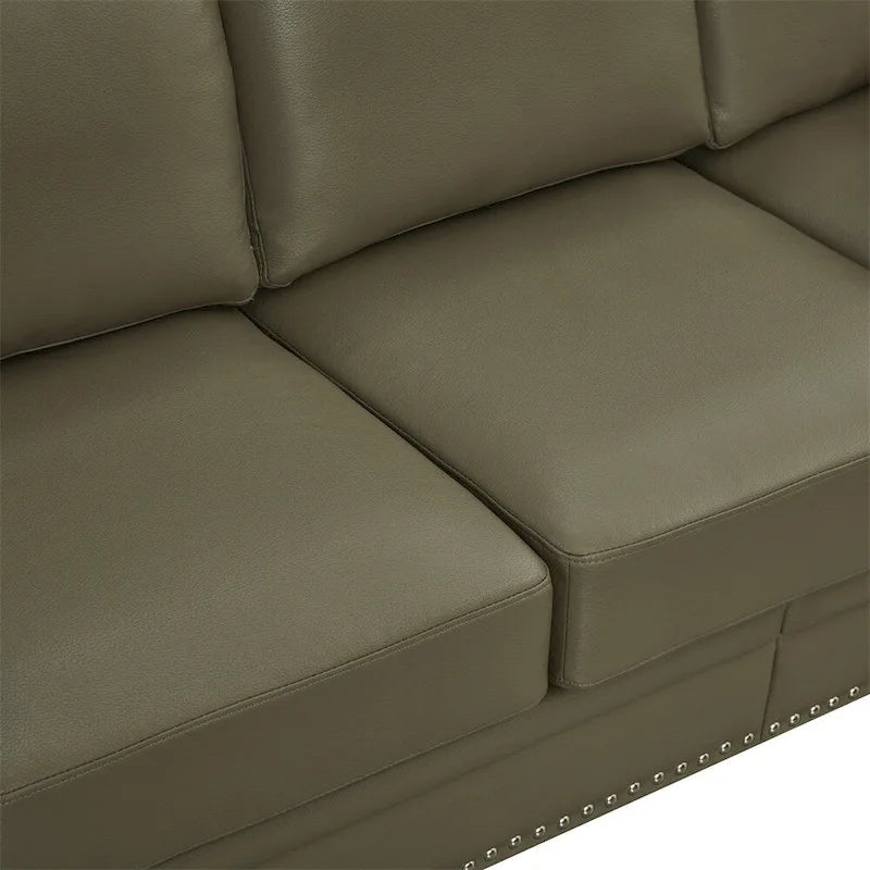 Classic Living Room Nails Sofa,Faux Leather