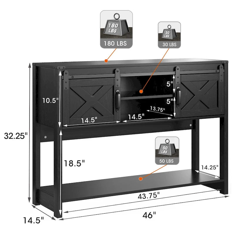 46 Console Table with Sliding Barn Door