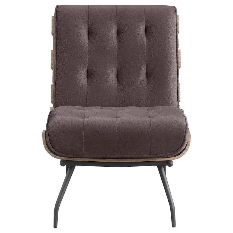 Nain 35 Inch Accent Chair, Oversized Cushion Tufted Back, Dark Brown