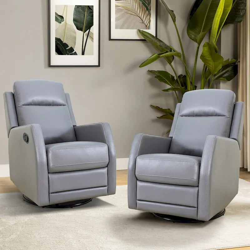 Esteban Swivel Recliner with Tufted Back Set of 2 by HULALA HOME
