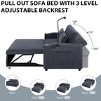 Convertible Sofa Bed with USB Ports, Side Pockets and Swivel Holder