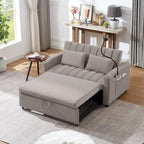 Convertible Sofa Bed with USB Ports, Side Pockets and Swivel Holder