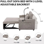 Convertible Sofa Bed with USB Ports, Side Pockets and Swivel Holder