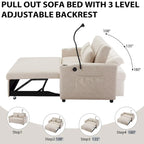 Convertible Sofa Bed with USB Ports, Side Pockets and Swivel Holder