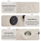 Convertible Sofa Bed with USB Ports, Side Pockets and Swivel Holder