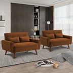 48.82 Small Tufted Loveseat Sofa 2 Set with Tapered Wood Legs