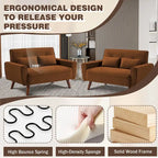 48.82 Small Tufted Loveseat Sofa 2 Set with Tapered Wood Legs