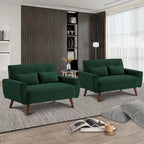 48.82 Small Tufted Loveseat Sofa 2 Set with Tapered Wood Legs
