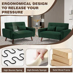 48.82 Small Tufted Loveseat Sofa 2 Set with Tapered Wood Legs