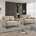 48.82 Small Tufted Loveseat Sofa 2 Set with Tapered Wood Legs
