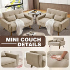 48.82 Small Tufted Loveseat Sofa 2 Set with Tapered Wood Legs
