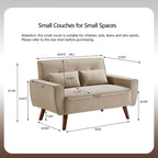 48.82 Small Tufted Loveseat Sofa 2 Set with Tapered Wood Legs
