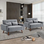48.82 Small Tufted Loveseat Sofa 2 Set with Tapered Wood Legs