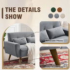 48.82 Small Tufted Loveseat Sofa 2 Set with Tapered Wood Legs