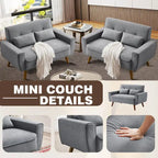 48.82 Small Tufted Loveseat Sofa 2 Set with Tapered Wood Legs