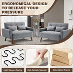 48.82 Small Tufted Loveseat Sofa 2 Set with Tapered Wood Legs