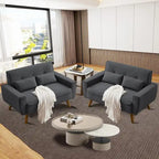 48.82 Small Tufted Loveseat Sofa 2 Set with Tapered Wood Legs