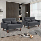 48.82 Small Tufted Loveseat Sofa 2 Set with Tapered Wood Legs