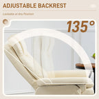 HOMCOM Swivel Recliner with Ottoman, PU Leather and Footrest with Wrapped Base, Cream White