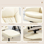 HOMCOM Swivel Recliner with Ottoman, PU Leather and Footrest with Wrapped Base, Cream White
