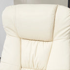 HOMCOM Swivel Recliner with Ottoman, PU Leather and Footrest with Wrapped Base, Cream White