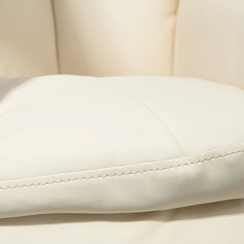 HOMCOM Swivel Recliner with Ottoman, PU Leather and Footrest with Wrapped Base, Cream White