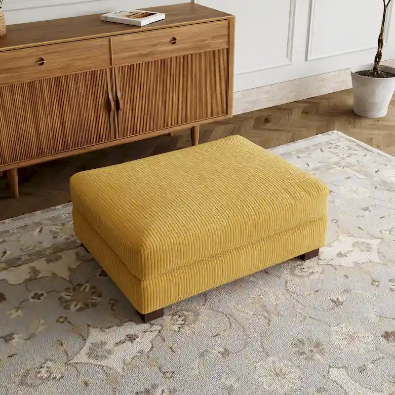 Rectangle Corduroy Ottoman for Living Room