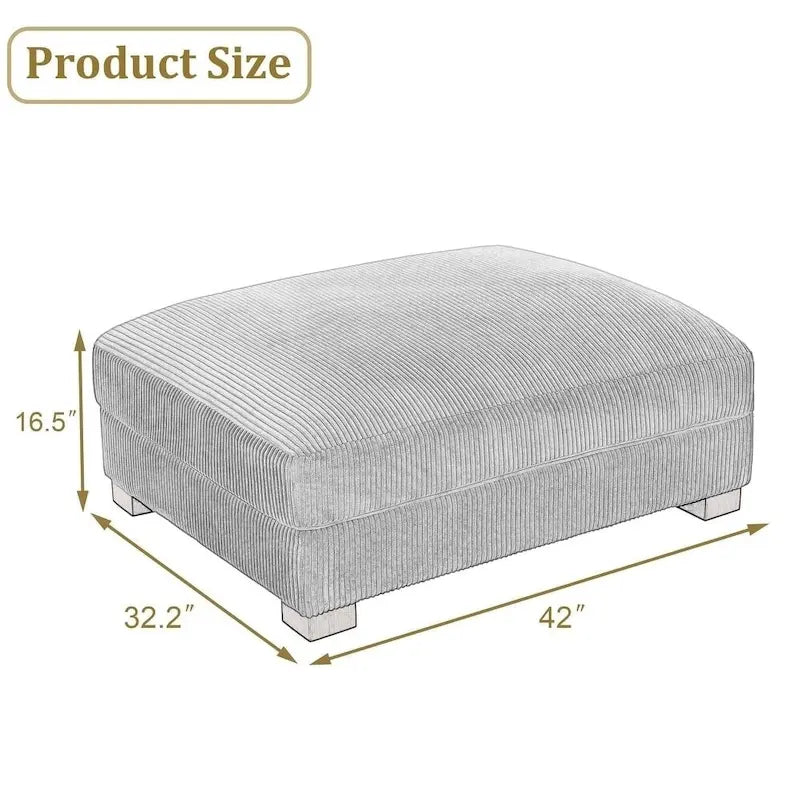Rectangle Corduroy Ottoman for Living Room