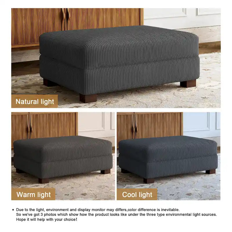 Rectangle Corduroy Ottoman for Living Room