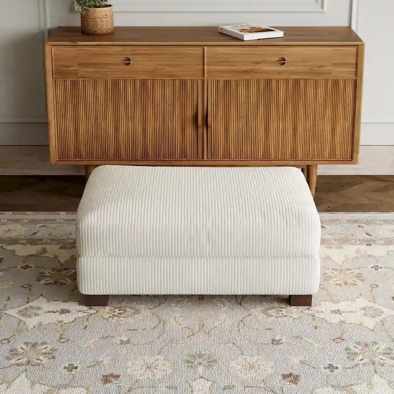 Rectangle Corduroy Ottoman for Living Room