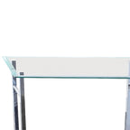 Tempered Glass Top End Table with U Shape Metal Frame, Chrome and Clear