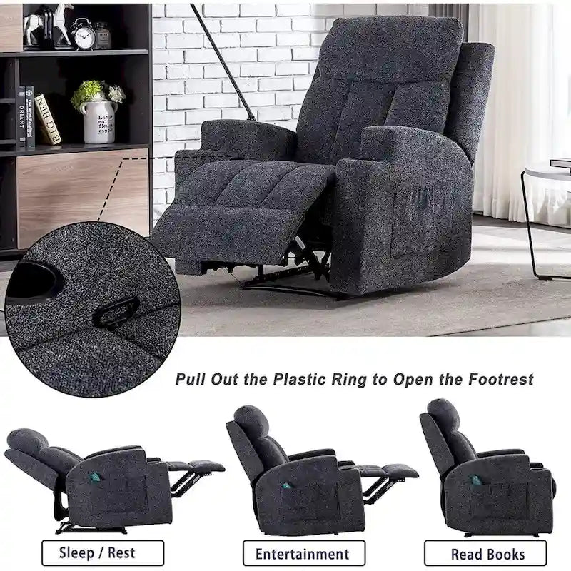 Ebello Massage Recliner Chair with Heat and Vibration Manual Sofa