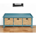 HomeRoots 43 Teal Blue Solid Wood Storage Bench with Drawers - 43
