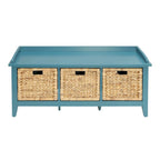 HomeRoots 43 Teal Blue Solid Wood Storage Bench with Drawers - 43