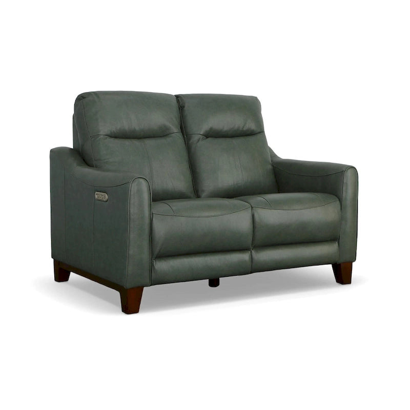 Forte 57 Genuine Leather Round Arm Reclining Loveseat