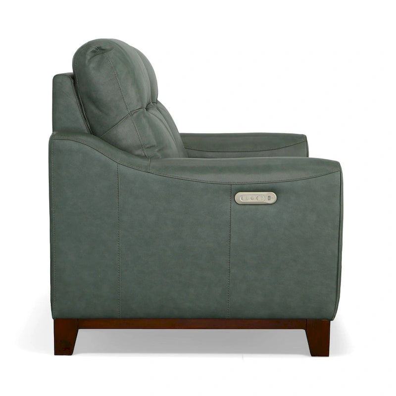 Forte 57 Genuine Leather Round Arm Reclining Loveseat