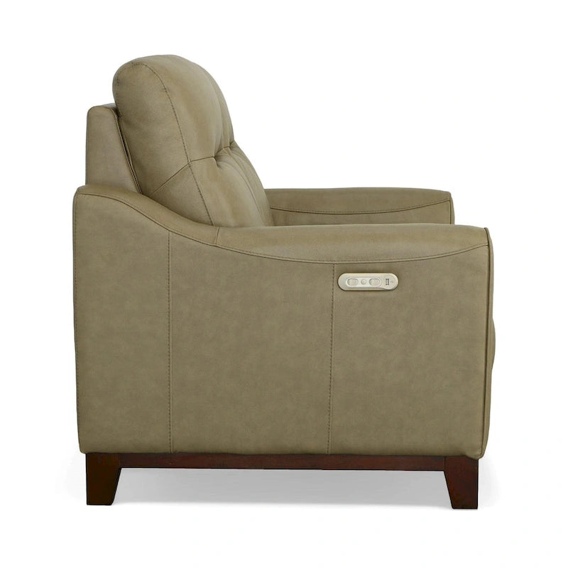 Forte 57 Genuine Leather Round Arm Reclining Loveseat