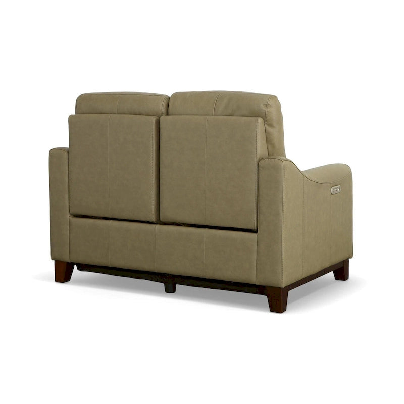 Forte 57 Genuine Leather Round Arm Reclining Loveseat