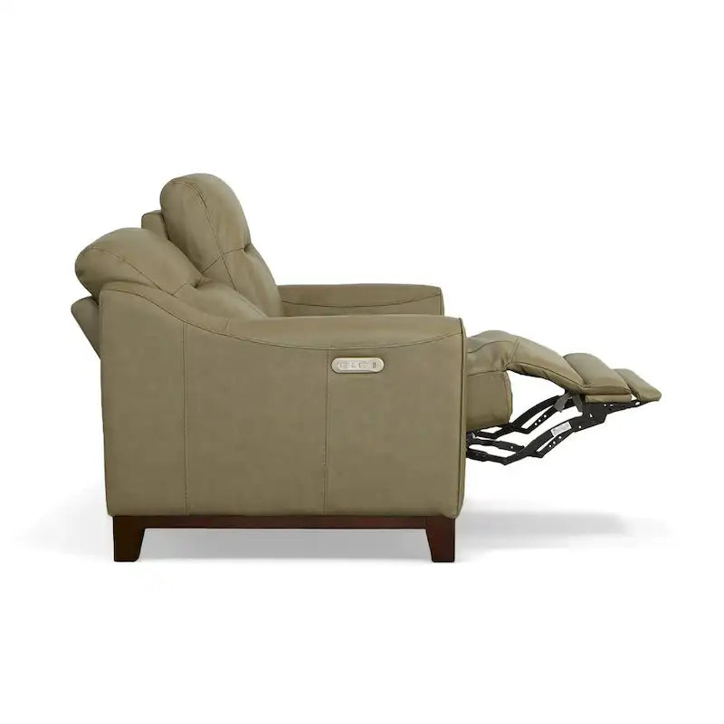 Forte 57 Genuine Leather Round Arm Reclining Loveseat