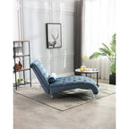 Leisure Concubine Sofa with Acrylic Feet, Traditional Chaise Velvet Barrel Sofa with Lumbar Support Pillow for Living Room
