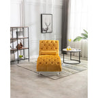 Leisure Concubine Sofa with Acrylic Feet, Traditional Chaise Velvet Barrel Sofa with Lumbar Support Pillow for Living Room