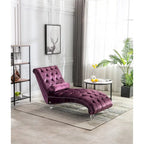 Leisure Concubine Sofa with Acrylic Feet, Traditional Chaise Velvet Barrel Sofa with Lumbar Support Pillow for Living Room