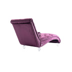 Leisure Concubine Sofa with Acrylic Feet, Traditional Chaise Velvet Barrel Sofa with Lumbar Support Pillow for Living Room