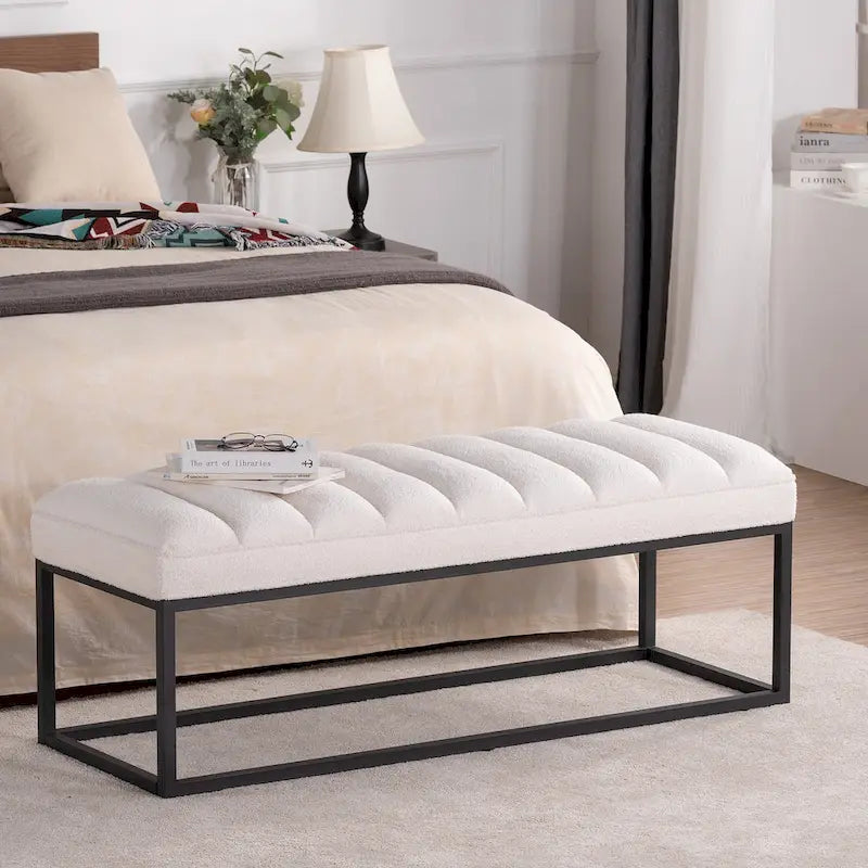 Modern Metal Base Upholstered Bench for Bedroom for Entryway